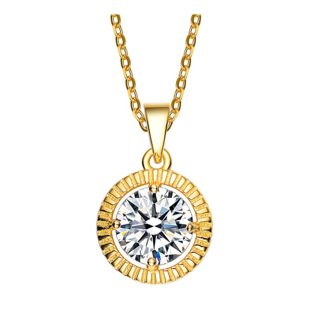 Genevive 14K Over Silver CZ Necklace